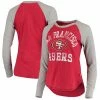 Promo 🥰 Unbranded 👩 Women's Touch Scarlet San Francisco 49ers Waffle Raglan Long Sleeve T-Shirt 🔥