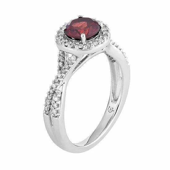 Best deal ❤️ Unbranded 10k White Gold Garnet & 1/4 Carat T.W. Diamond Halo Ring ⭐ - Image 3