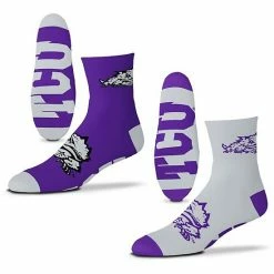 Coupon ⭐ Unbranded Men's For Bare Feet TCU Horned Frogs 2-Pack Team Quarter-Length 🧦 Socks 💯
