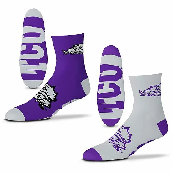 Coupon ⭐ Unbranded Men's For Bare Feet TCU Horned Frogs 2-Pack Team Quarter-Length 🧦 Socks 💯