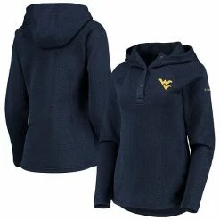 Best deal 🔥 Unbranded 👩 Women's Columbia Navy West Virginia Mountaineers Darling Days Raglan Fleece Pullover Hoodie ✨