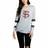 Deals 😀 Unbranded 👩 Women's Heathered Gray Florida State Seminoles Swell Stripe Long Sleeve T-Shirt ⭐