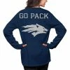 Cheapest 🤩 Unbranded 👩 Women's Pressbox Navy Nevada Wolf Pack The Big 👕 Shirt Oversized Long Sleeve T-Shirt ✔️