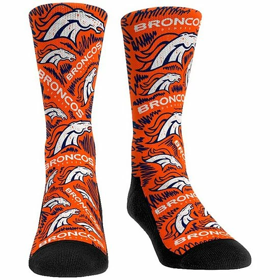 Brand new 🎁 Unbranded 👩 Women's Rock Em 🧦 Socks Denver Broncos Logo Sketch Crew 🧦 Socks 🔥
