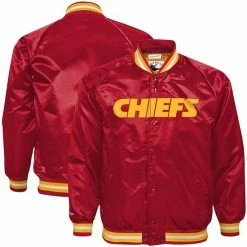 Outlet 😉 Unbranded Youth Mitchell & Ness Red Kansas City Chiefs Lightweight Satin Raglan Full-Snap Jacket 😉