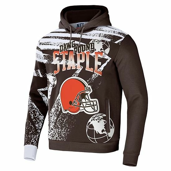 Deals ⌛ Unbranded Men's NFL X Staple Brown Cleveland Browns All Over Print Pullover Hoodie 🔥 - Image 3