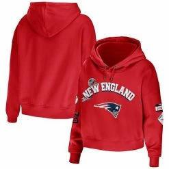 Outlet ❤️ Unbranded 👩 Women's WEAR By Erin Andrews Red New England Patriots Modest Cropped Pullover Hoodie 🛒