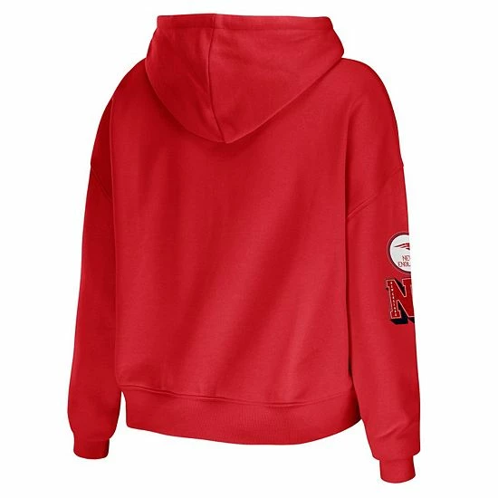 Outlet ❤️ Unbranded 👩 Women's WEAR By Erin Andrews Red New England Patriots Modest Cropped Pullover Hoodie 🛒 - Image 4