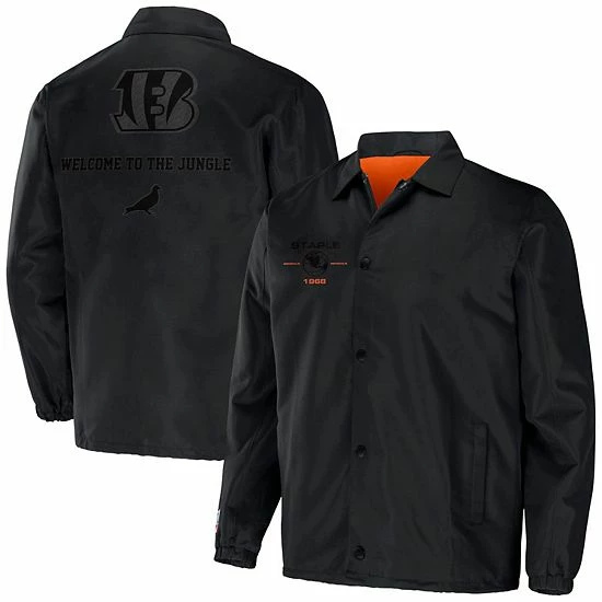 Outlet 😀 Unbranded Men's NFL X Staple Black Cincinnati Bengals Coaches Full-Snap Jacket 🔔