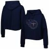 Hot Sale ✔️ Unbranded 👩 Women's Cuce Navy Tennessee Titans Crystal Logo Cropped Pullover Hoodie ✔️
