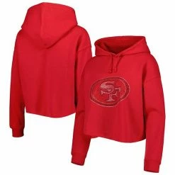 Best deal ❤️ Unbranded 👩 Women's Cuce Scarlet San Francisco 49ers Crystal Logo Cropped Pullover Hoodie 🎉