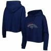 Flash Sale 😉 Unbranded 👩 Women's Cuce Navy Denver Broncos Crystal Logo Cropped Pullover Hoodie 🥰