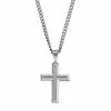 New 🤩 Unbranded Men's Stainless Steel Diamond Accent Cross Pendant Necklace 😍