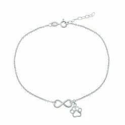 Cheap 😀 Unbranded Sterling Silver Infinity & Paw Print Anklet 🧨