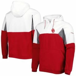 Promo 🔥 Unbranded Men's Columbia Crimson Oklahoma Sooners Lodge Quarter-Zip Pullover Hoodie 👍