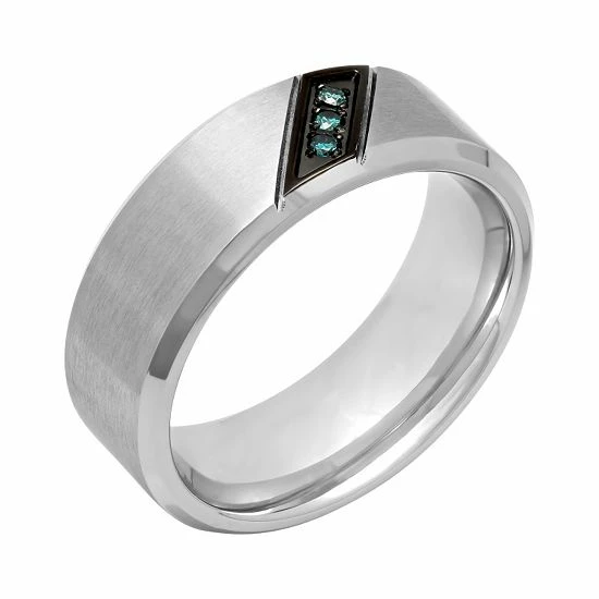 Flash Sale 😀 Unbranded Men's Stainless Steel Blue Diamond Accent Ring 🤩 - Image 2