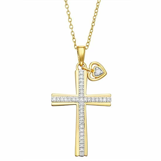 Best Pirce ๐คฉ Unbranded Gold Over Sterling Silver Diamond Accent Cross Pendant Necklace ๐ฏ