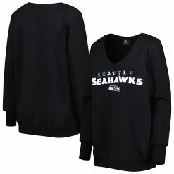 Top 10 😉 Unbranded 👩 Women's Cuce Black Seattle Seahawks Sequin Logo V-Neck Pullover Sweatshirt 👏