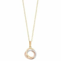 Budget 👏 Unbranded Tri Tone 10k Gold Cubic Zirconia Triple Ring Pendant 😍