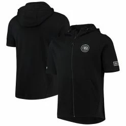 Best Pirce 🔔 Unbranded Men's Levelwear Black Chicago Cubs Recruit Short Sleeve Full-Zip Hoodie Jacket 💯