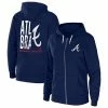 Promo 🎉 Unbranded 👩 Women's WEAR By Erin Andrews Navy Atlanta Braves Sponge Fleece Full-Zip Hoodie 🌟
