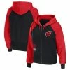 Cheapest ⌛ Unbranded 👩 Women's WEAR By Erin Andrews Black Wisconsin Badgers Raglan Full-Zip Hoodie ⭐