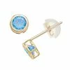 Wholesale 🌟 Unbranded Pure Gem Collection 10k Gold Blue Topaz Bezel Stud Earrings ✔️