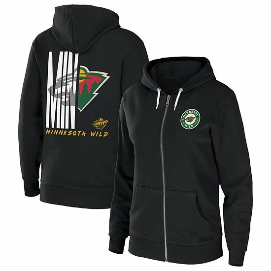 New ๐ Unbranded ๐ฉ Women's WEAR By Erin Andrews Black Minnesota Wild Sponge Fleece Full-Zip Hoodie ๐ - Image 2