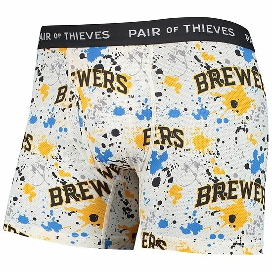Best Sale ⭐ Unbranded Men's Pair Of Thieves White/Navy Milwaukee Brewers Super Fit 2-Pack Boxer Briefs Set ✔️ - Image 3
