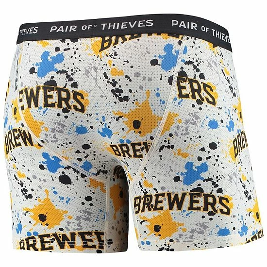 Best Sale ⭐ Unbranded Men's Pair Of Thieves White/Navy Milwaukee Brewers Super Fit 2-Pack Boxer Briefs Set ✔️ - Image 4
