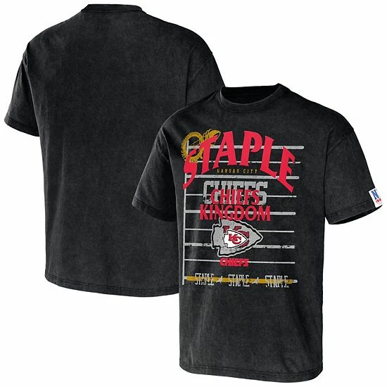 Cheap ๐ Unbranded Men's NFL X Staple Black Kansas City Chiefs Throwback Vintage Wash T-Shirt ๐ฏ