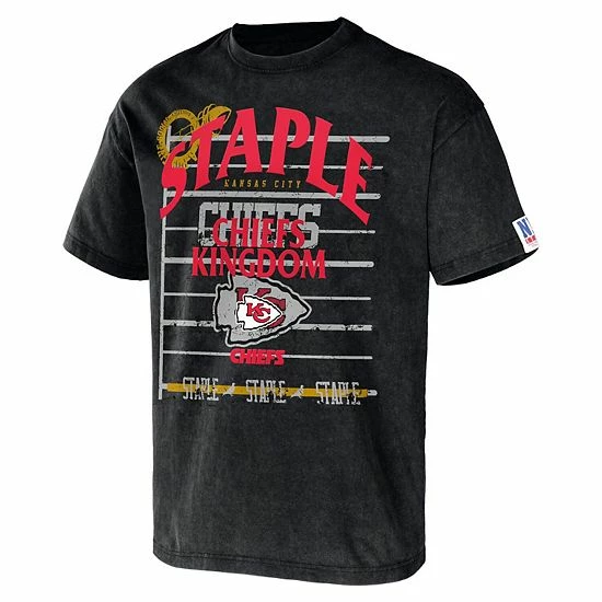 Cheap ๐ Unbranded Men's NFL X Staple Black Kansas City Chiefs Throwback Vintage Wash T-Shirt ๐ฏ - Image 3