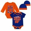 New 🛒 Unbranded Newborn & Infant Mitchell & Ness Blue/Orange New York Knicks 3-Piece Hardwood Classics Bodysuits & Cuffed Knit Hat Set ✨