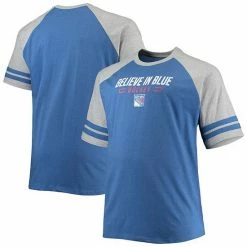 Cheap 🌟 Unbranded Men's Heathered Blue New York Rangers Big & Tall Raglan T-Shirt 🥰