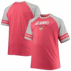 Wholesale ❤️ Unbranded Men's Heathered Red Chicago Blackhawks Big & Tall Raglan T-Shirt ⌛