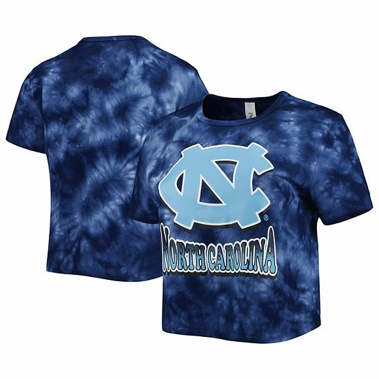 New 🎁 Unbranded 👩 Women's ZooZatz Navy North Carolina Tar 👠 Heels Cloud-Dye Cropped T-Shirt 👍 - Image 2