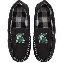 Outlet 😀 Unbranded Men's FOCO Michigan State Spartans Team Logo Flannel Moccasin Slippers ✔️