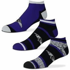 Deals 🎉 Unbranded For Bare Feet Baltimore Ravens Cash Three-Pack Ankle 🧦 Socks 👏