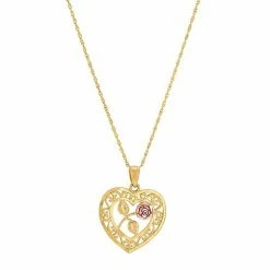 Cheapest 🛒 Unbranded Two Tone 10k Gold Rose Heart Pendant Necklace ⌛