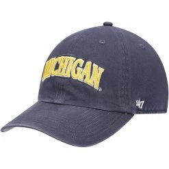 Best Pirce 👍 Unbranded Men's '47 Navy Michigan Wolverines Archie Script Clean Up Adjustable Hat 🔔