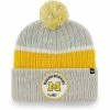 Buy 😀 Unbranded Men's '47 Gray Michigan Wolverines Holcomb Cuffed Knit Hat With Pom 🌟