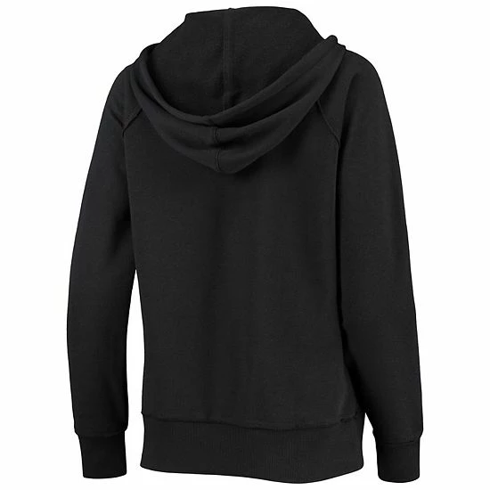 Cheapest ⌛ Unbranded 👩 Women's Junk Food Black Pittsburgh Steelers Raw Edge Raglan Notch Neck Pullover Hoodie ✔️ - Image 3