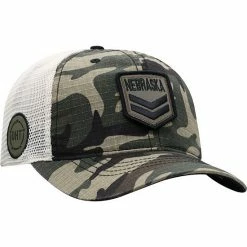 Discount 🎁 Unbranded Men's Top Of The World Camo/Cream Nebraska Huskers OHT Military Appreciation Shield Trucker Adjustable Hat ✔️
