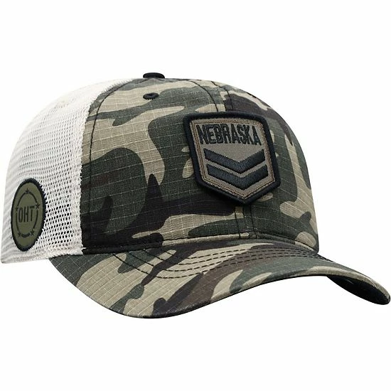Discount 🎁 Unbranded Men's Top Of The World Camo/Cream Nebraska Huskers OHT Military Appreciation Shield Trucker Adjustable Hat ✔️ - Image 2