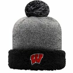 Discount 🤩 Unbranded 👩 Women's Top Of The World Black Wisconsin Badgers Snug Cuffed Knit Hat With Pom ✨