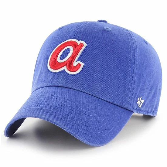 Promo โ๏ธ Unbranded Men's '47 Royal Atlanta Braves 1972 Logo Cooperstown Collection Clean Up Adjustable Hat ๐ฅ