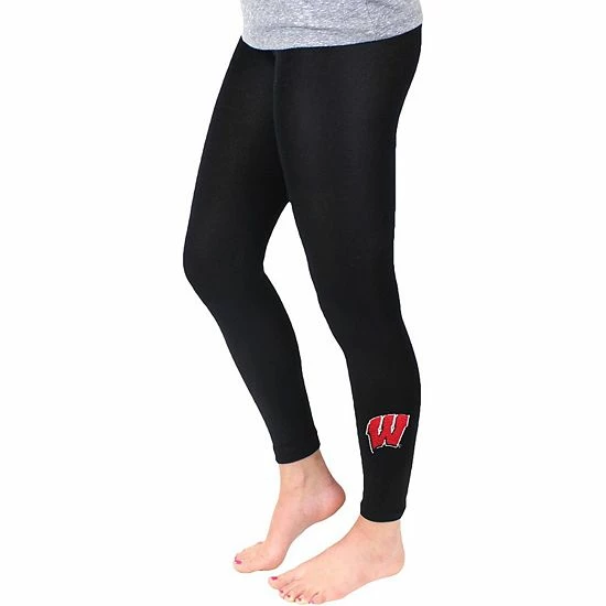Best Pirce 🎁 Unbranded 👩 Women's ZooZatz Black Wisconsin Badgers Fleece Leggings 😉 - Image 2