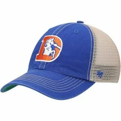 Wholesale 🔥 Unbranded Men's '47 Royal/Natural Denver Broncos Legacy Trawler Trucker Clean Up Snapback Hat ❤️