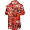 Discount 🥰 Unbranded Men's FOCO Orange Cleveland Browns Thematic Button-Up 👕 Shirt 🎁