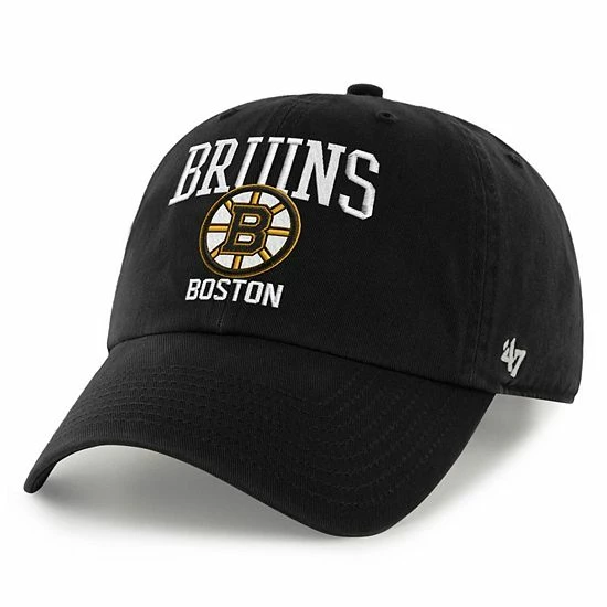 New 😍 Unbranded Men's '47 Black Boston Bruins Team Logo Clean Up Adjustable Hat 😍